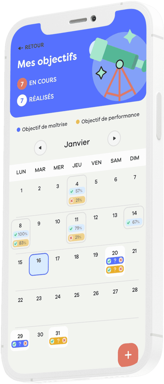 Screenshot of the objective screen of the Mentaïa app